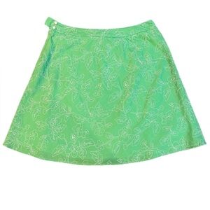Talbots Mint Green Embroidered Cotton Skirt |‎ Size 14P  | Fully Lined